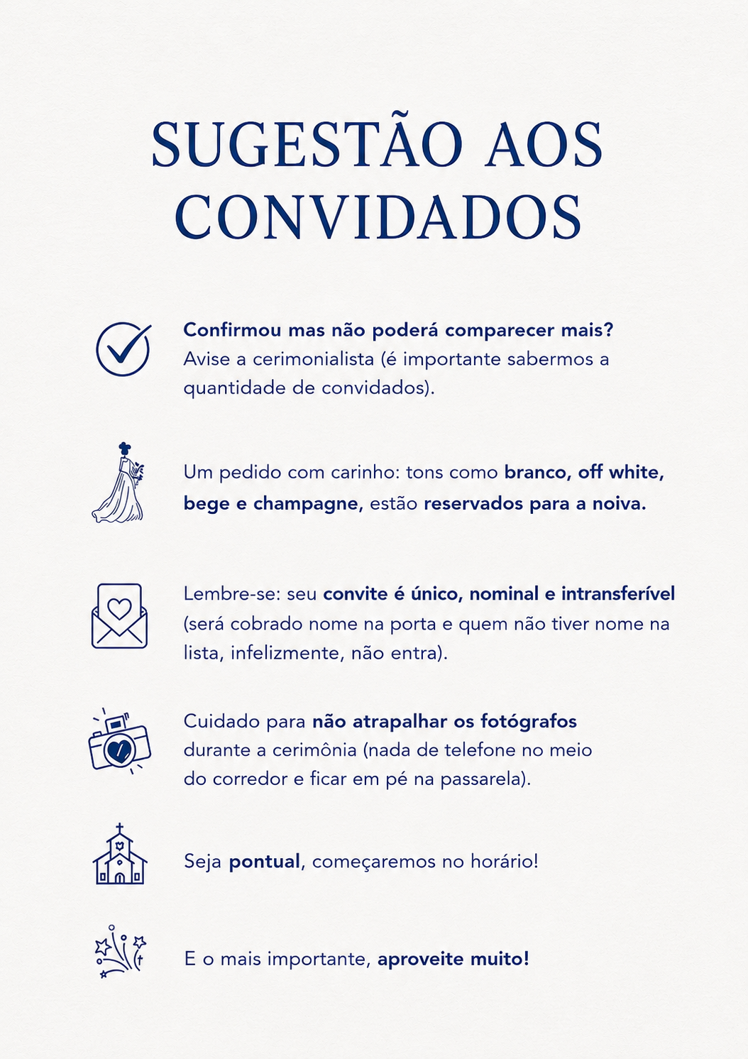 Sugestão aos Convidados
